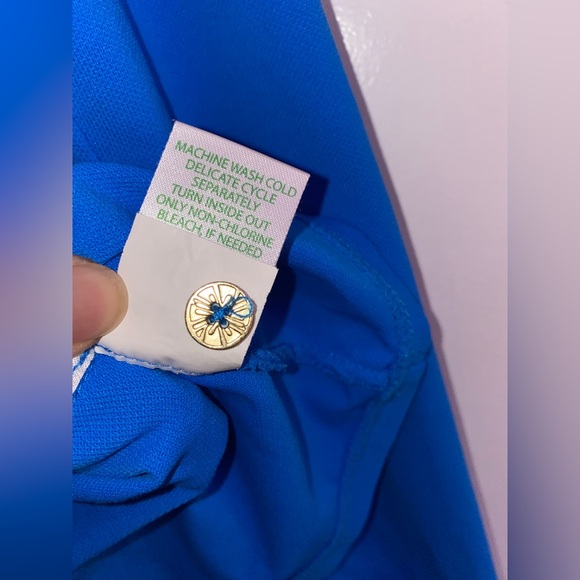 Lilly Pulitzer Luxletic Hutton Long Sleeve Ruffled Polo Shirt in Blue Size Small - Picture 6 of 10